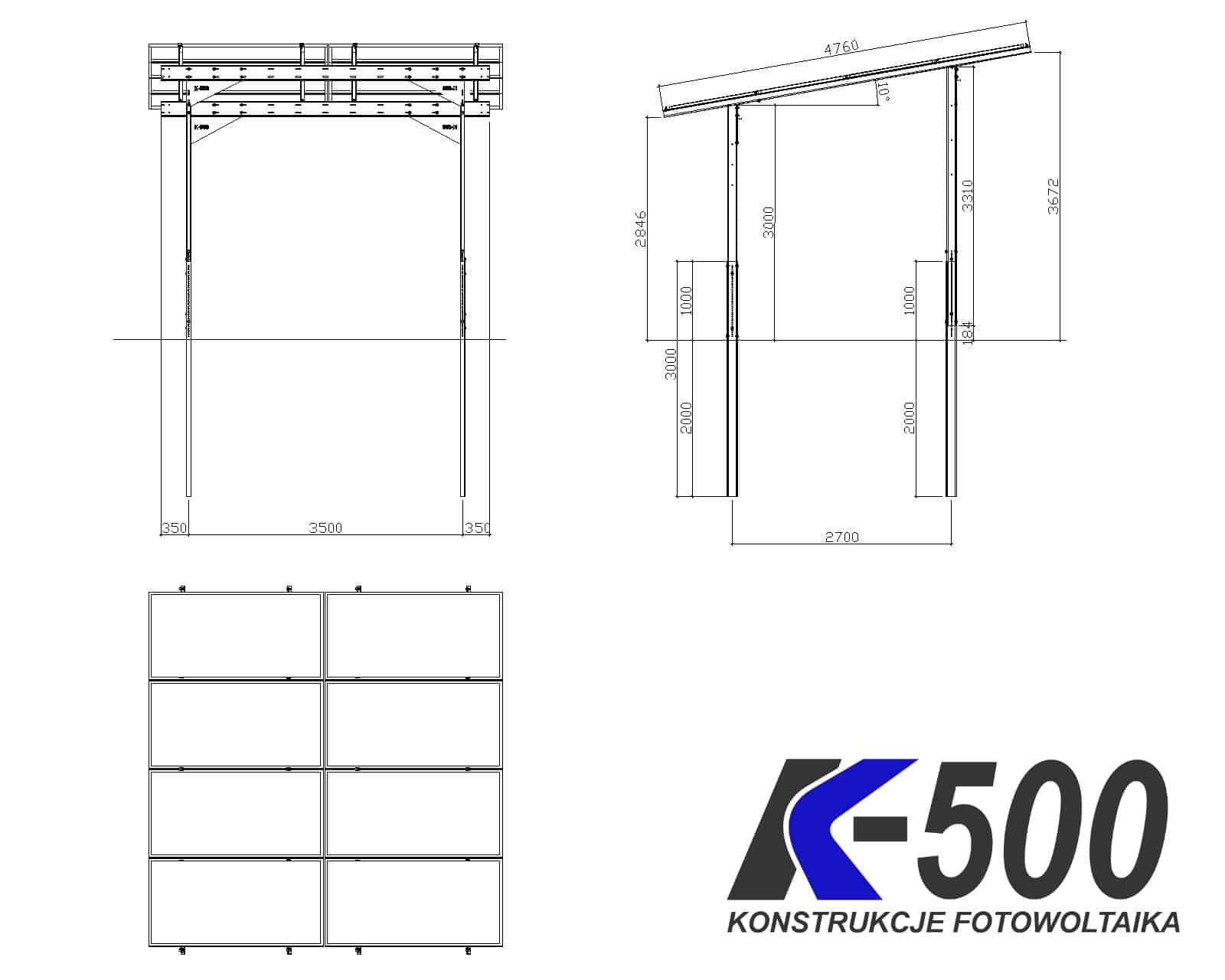 K6400 CARPORT 1x4200 (2090-2200) na 8 modułów R2 - obrazek 6